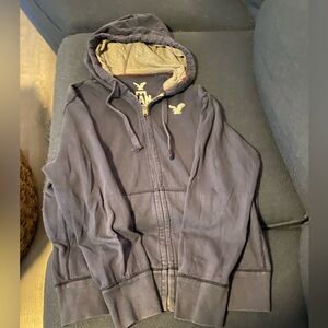 Vintage American Eagle Hoodie. Zip up either pockets. Dark blue. Large.